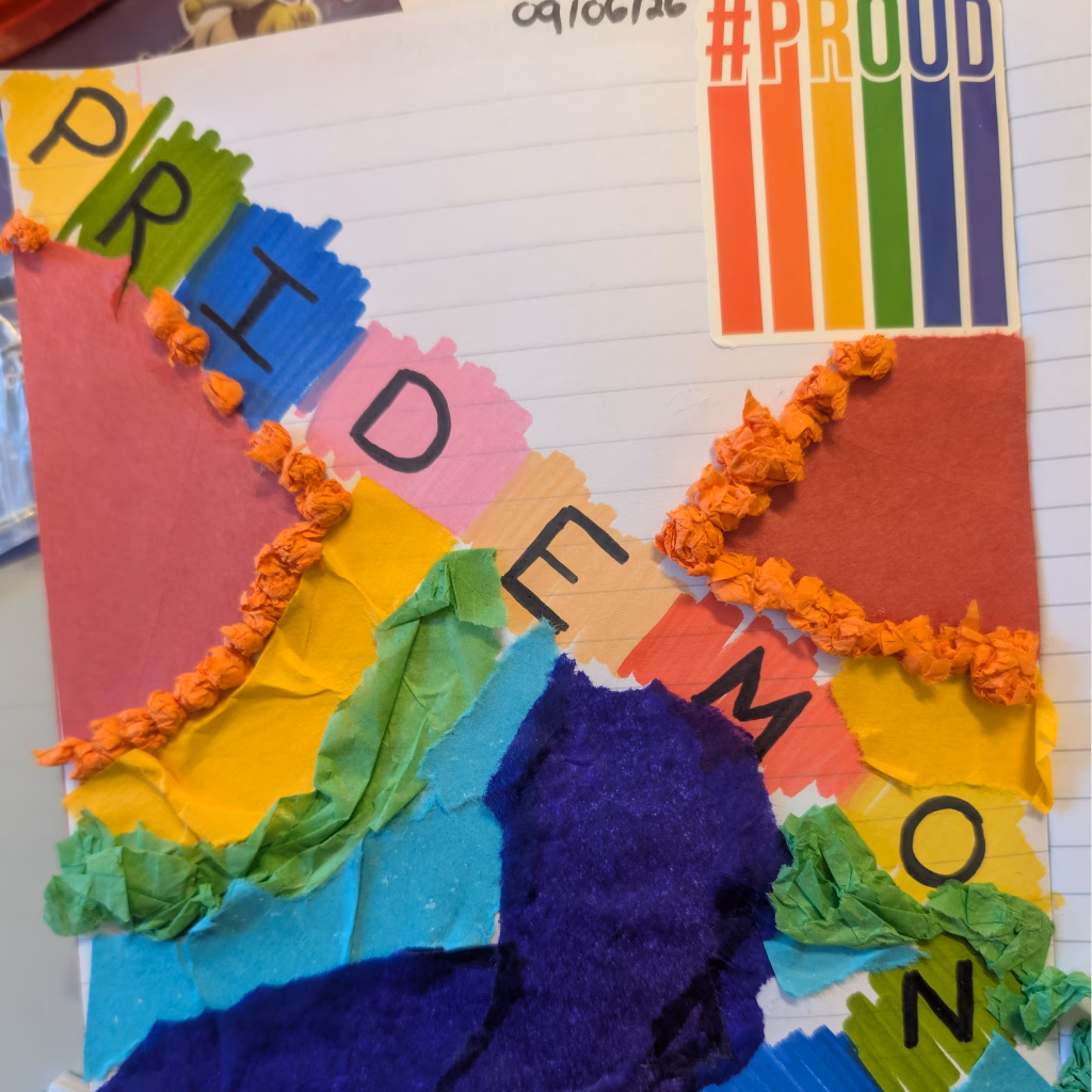 Mindful Rainbow Pride Colourful poster with the words 'Pride Month'